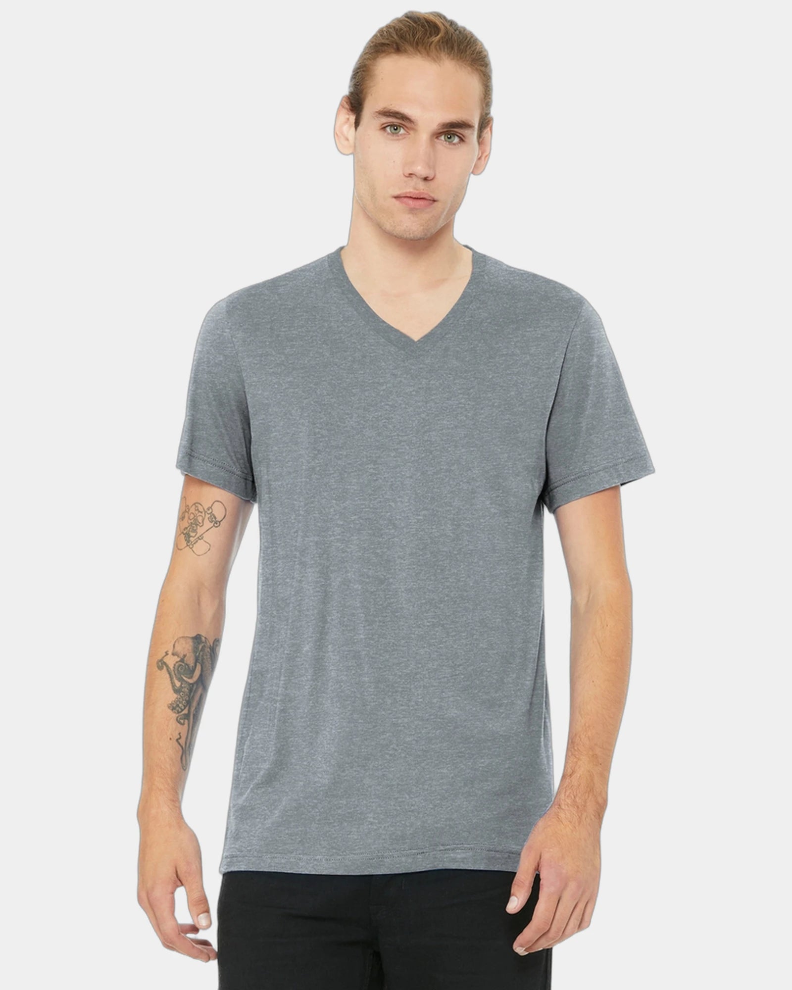 Custom heather CVC V-neck tee for teams and events - Athletic Heather