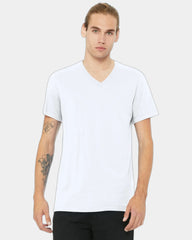 Custom heather CVC V-neck tee for teams and events - Solid White Blend