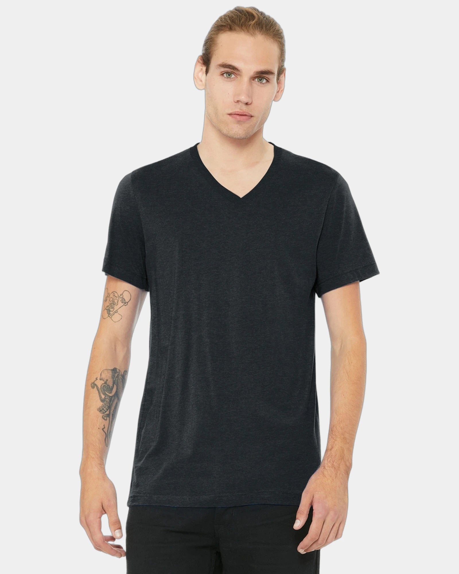Custom heather CVC V-neck tee for teams and events - Dark Grey Heather