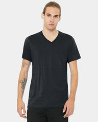 Custom heather CVC V-neck tee for teams and events - Dark Grey Heather