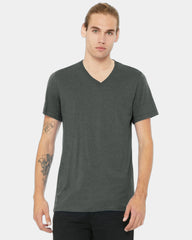 Custom heather CVC V-neck tee for teams and events - Deep Heather