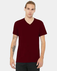 Custom heather CVC V-neck tee for teams and events - Heather Cardinal