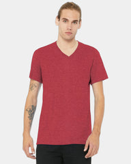 Custom heather CVC V-neck tee for teams and events - Heather Red