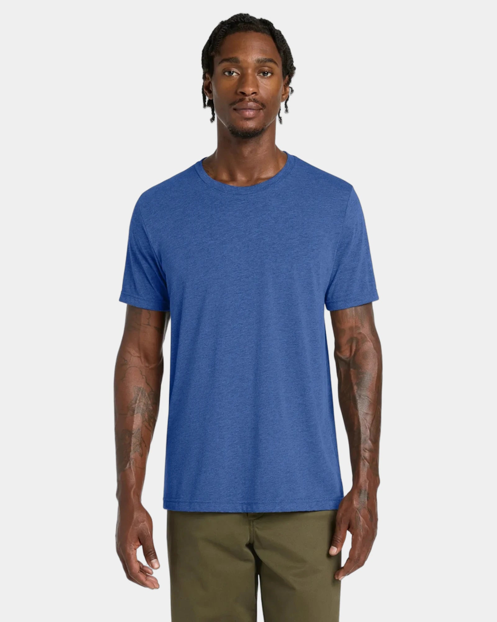 Custom triblend short sleeve tee for teams - Blue Triblend