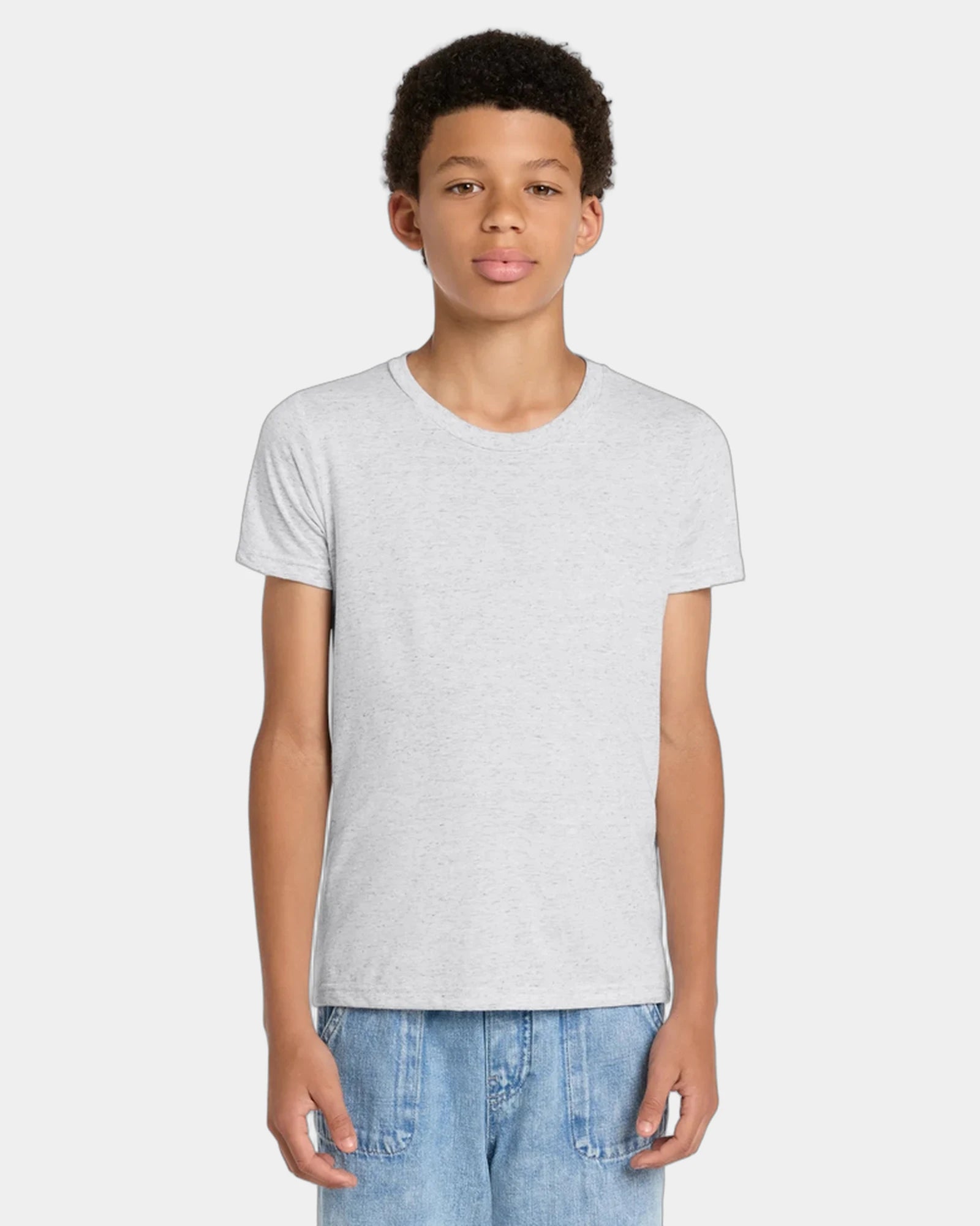Custom triblend youth short sleeve tee - White Fleck Triblend