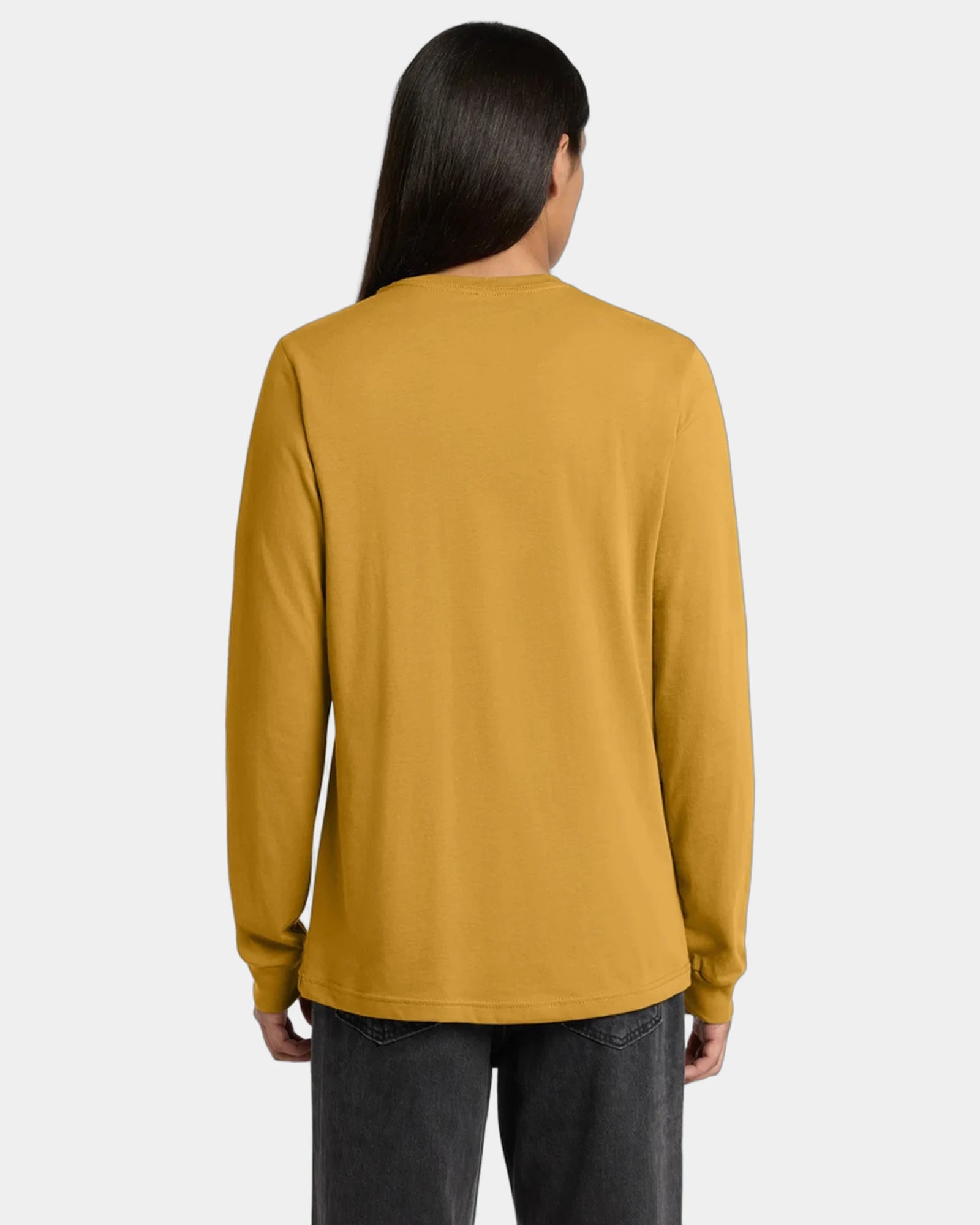 Custom ring spun cotton long sleeve tee for teams - Mustard