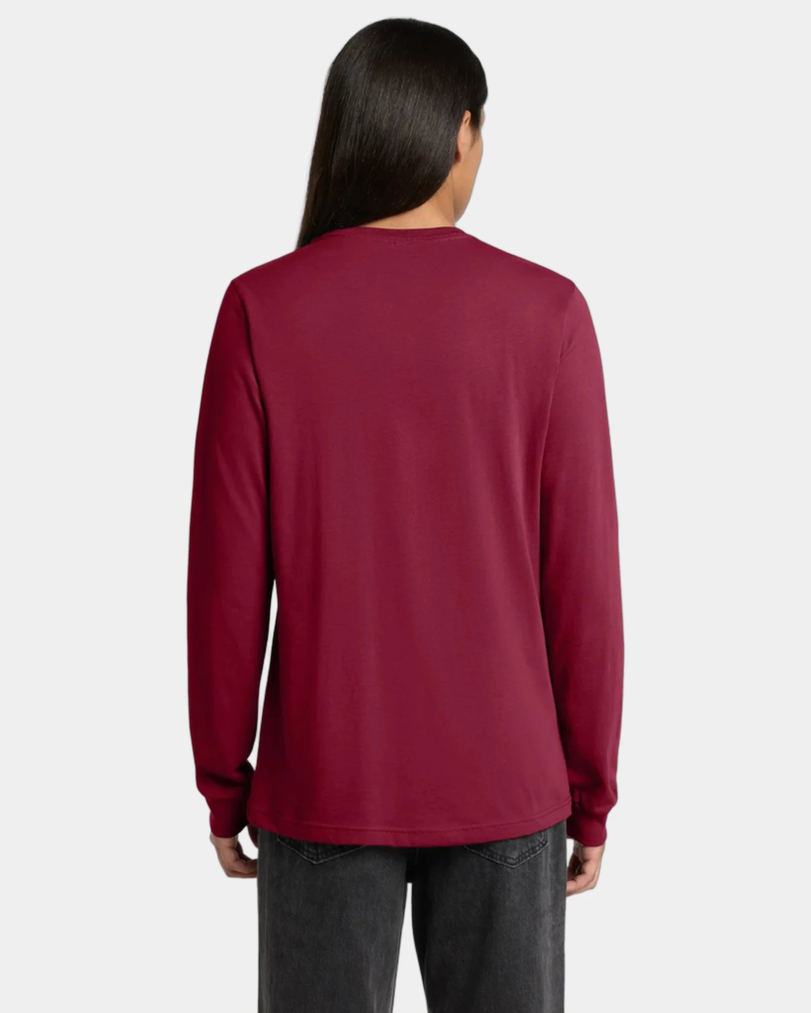 Custom ring spun cotton long sleeve tee for teams - Cardinal