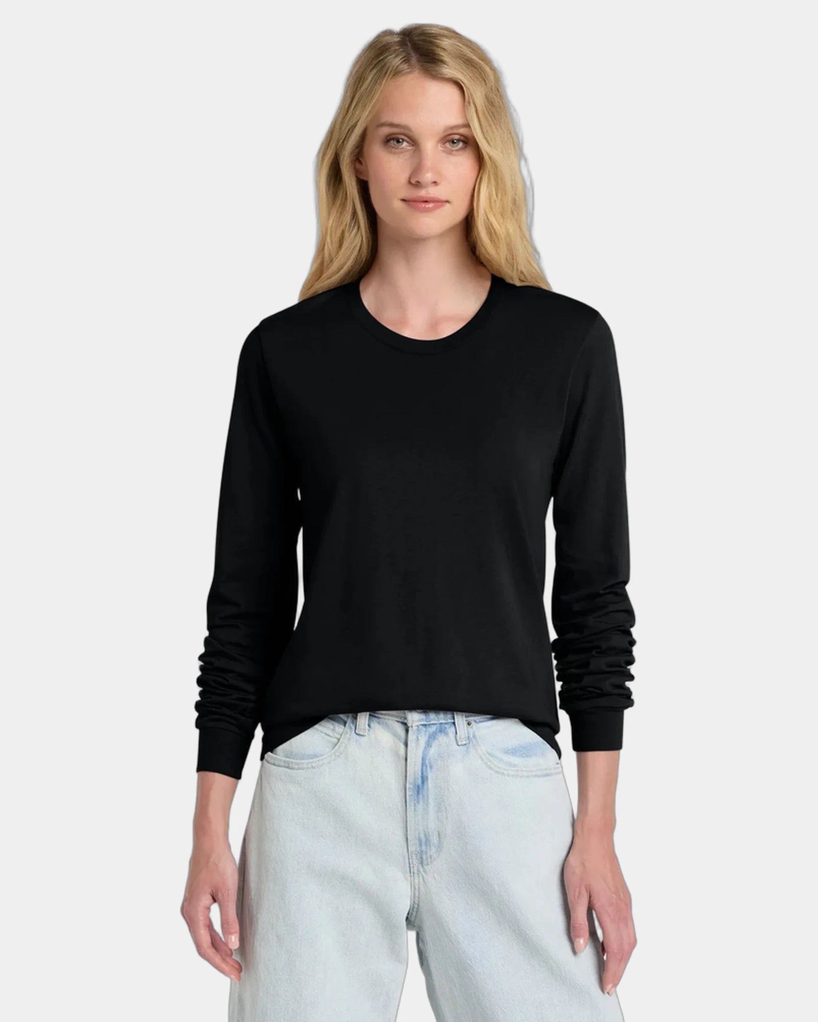 Custom ring spun cotton long sleeve tee for teams - Black