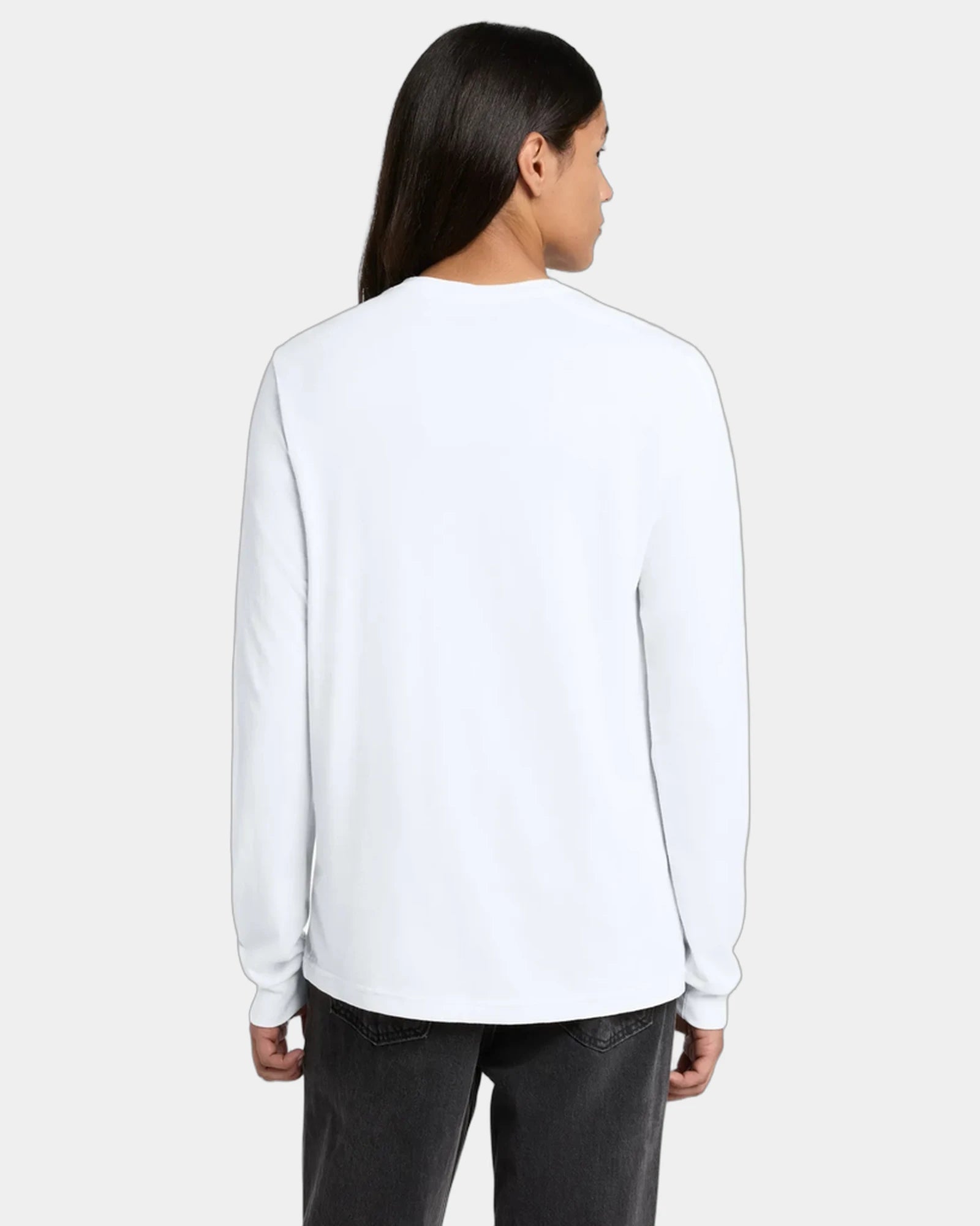 Custom ring spun cotton long sleeve tee for teams - White