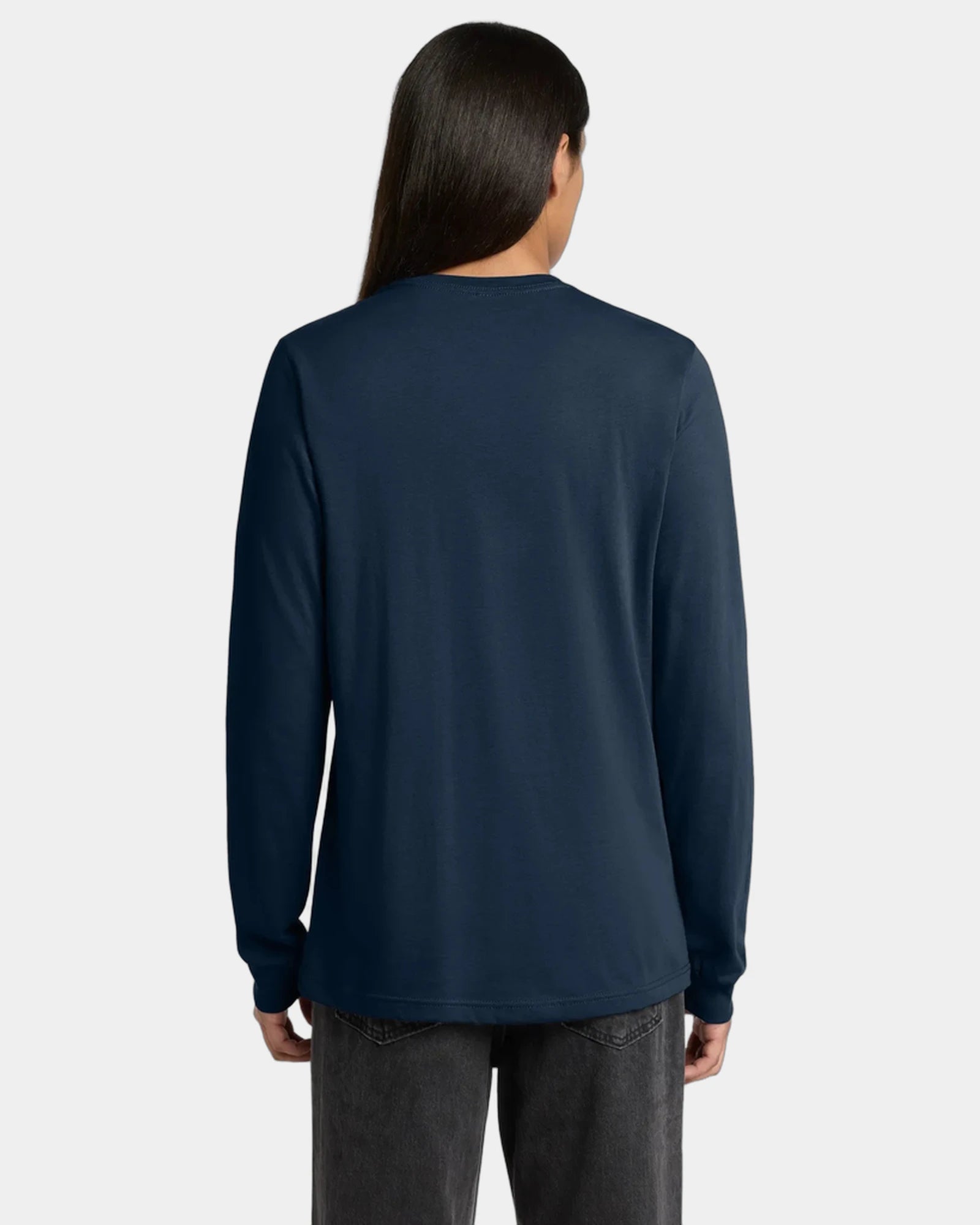 Custom ring spun cotton long sleeve tee for teams - Navy