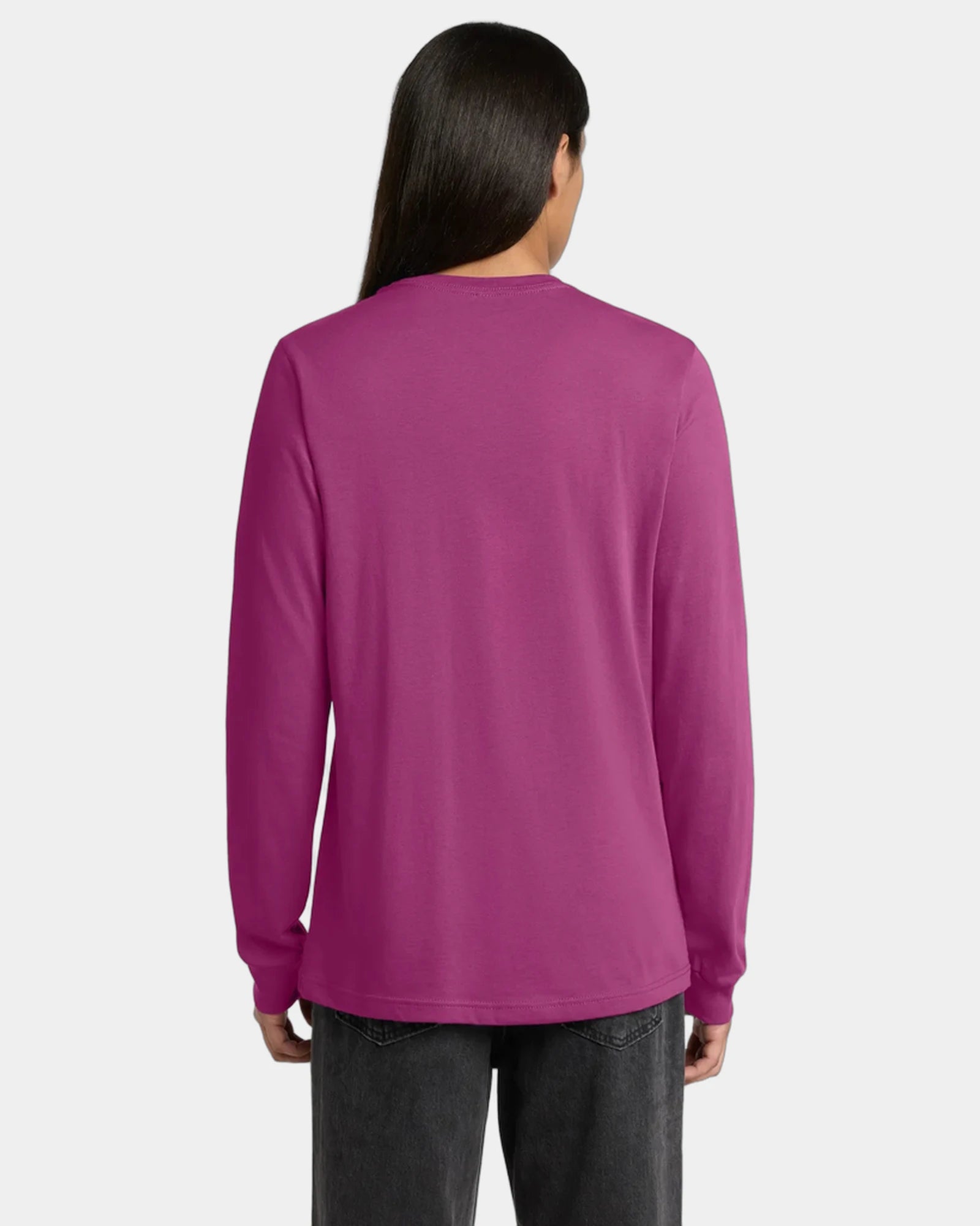 Custom ring spun cotton long sleeve tee for teams - Berry