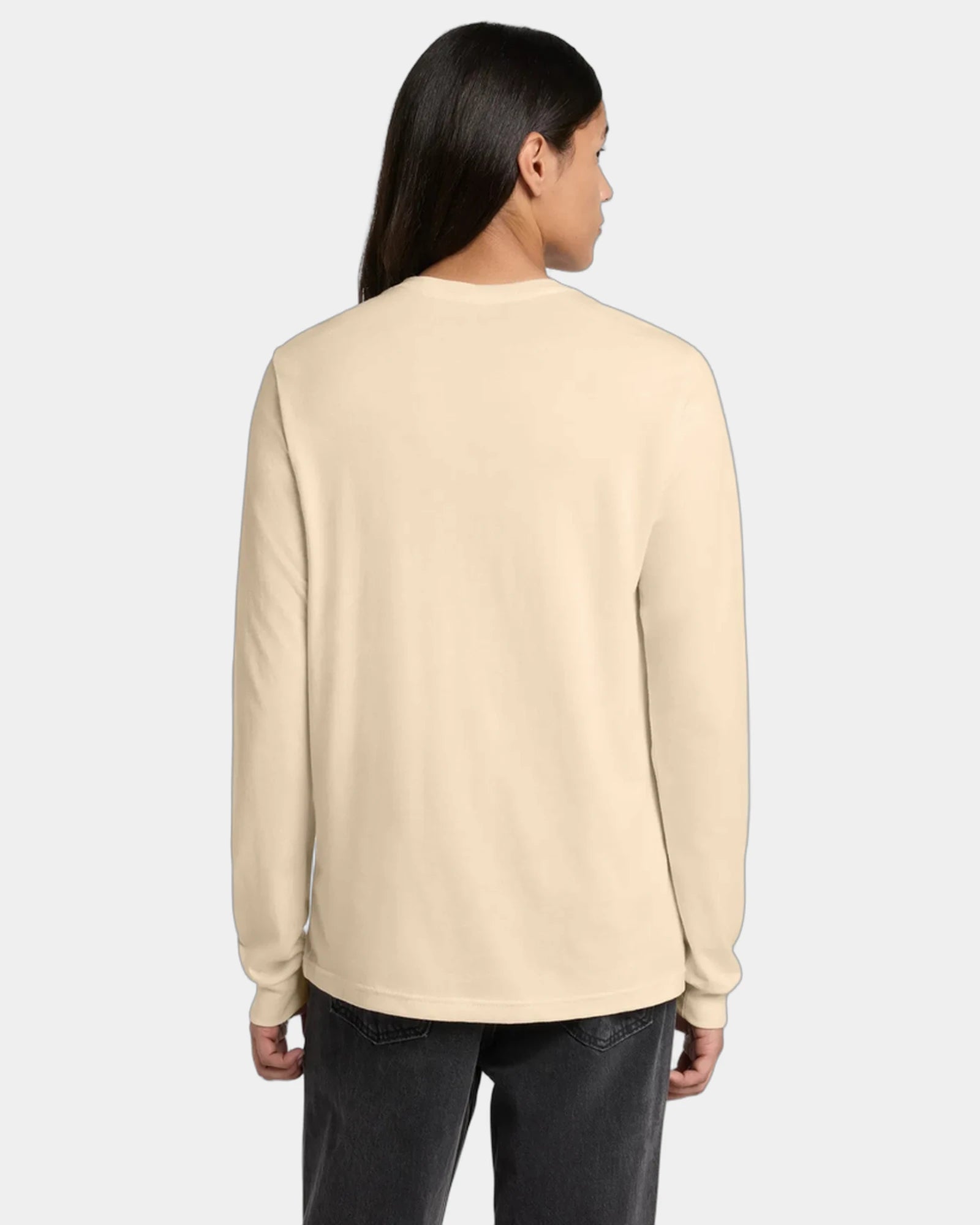 Custom ring spun cotton long sleeve tee for teams - Soft Cream