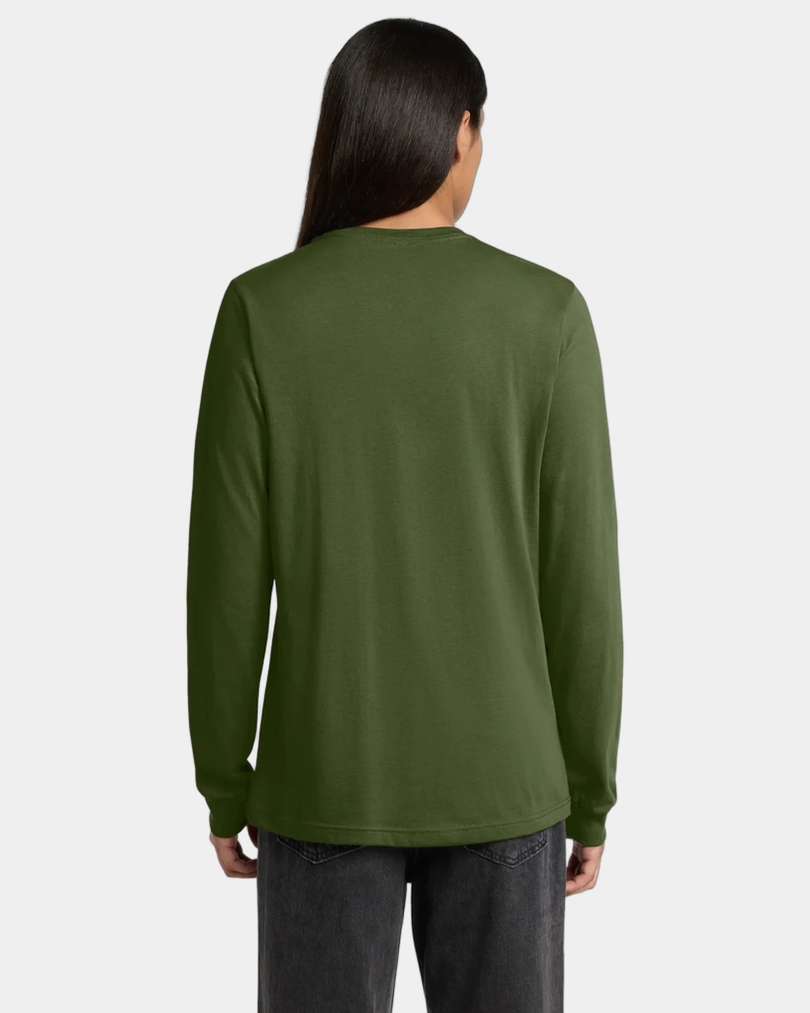 Custom ring spun cotton long sleeve tee for teams - Olive