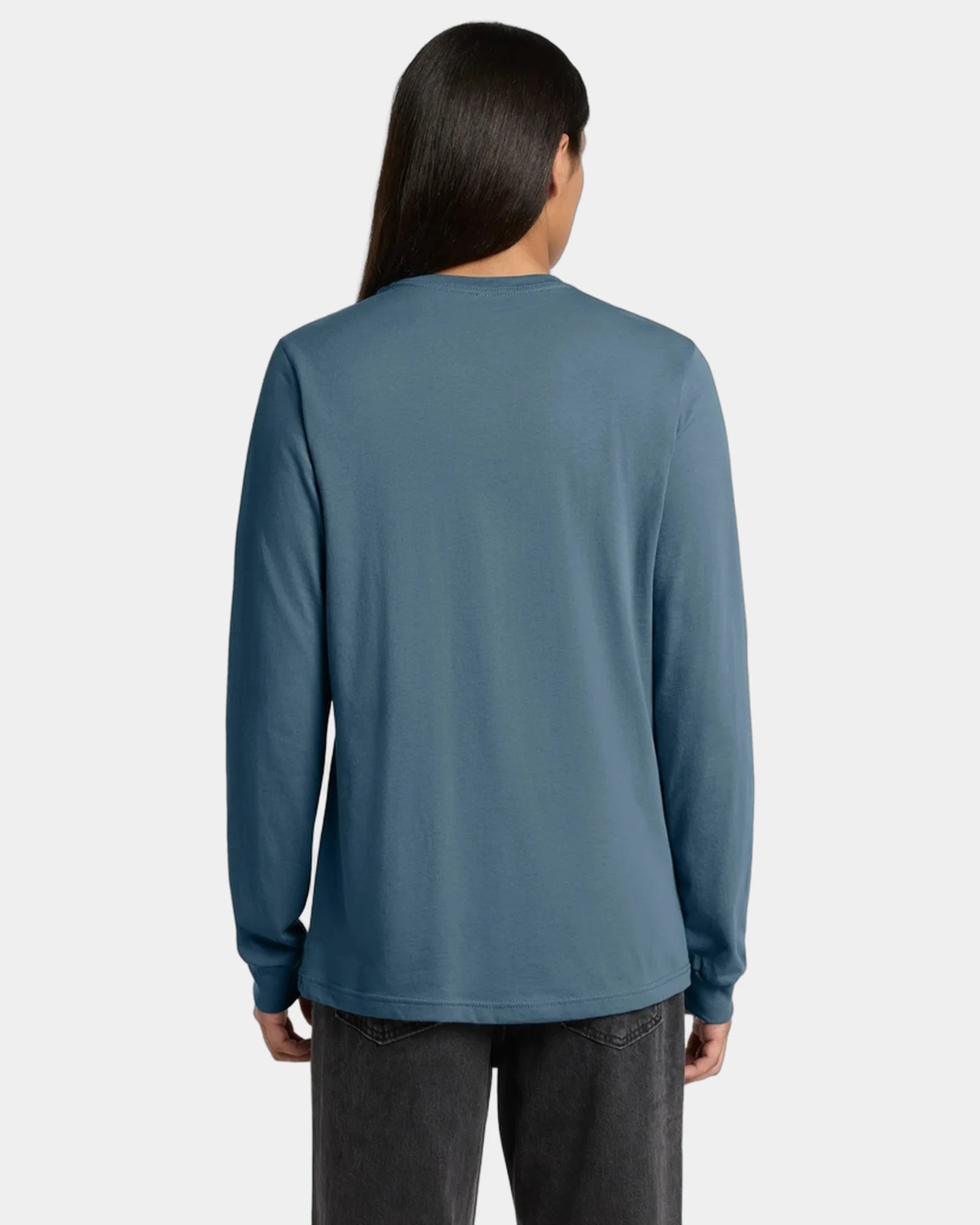 Custom ring spun cotton long sleeve tee for teams - Steel Blue