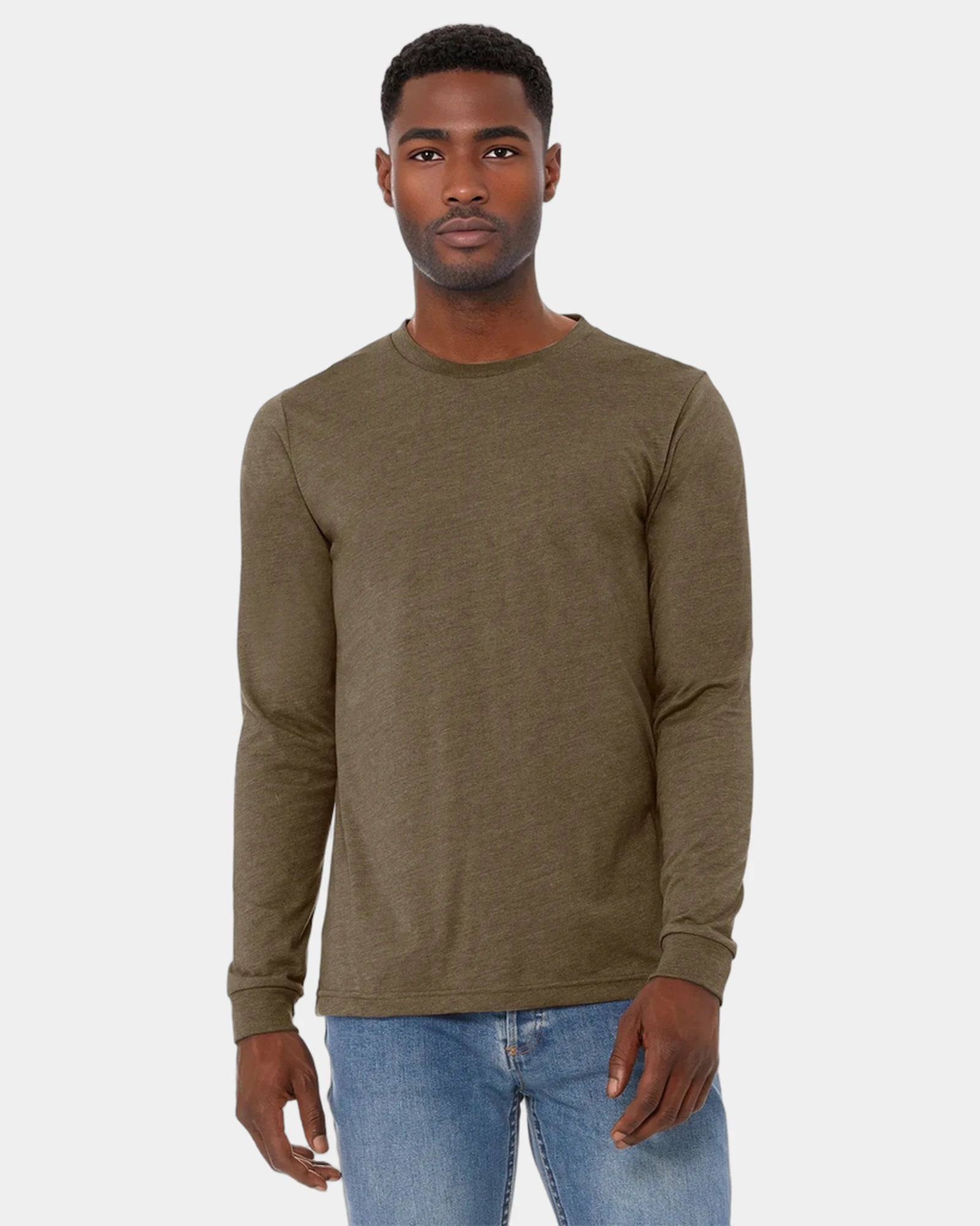 Custom heather CVC unisex long sleeve tee - Heather Brown