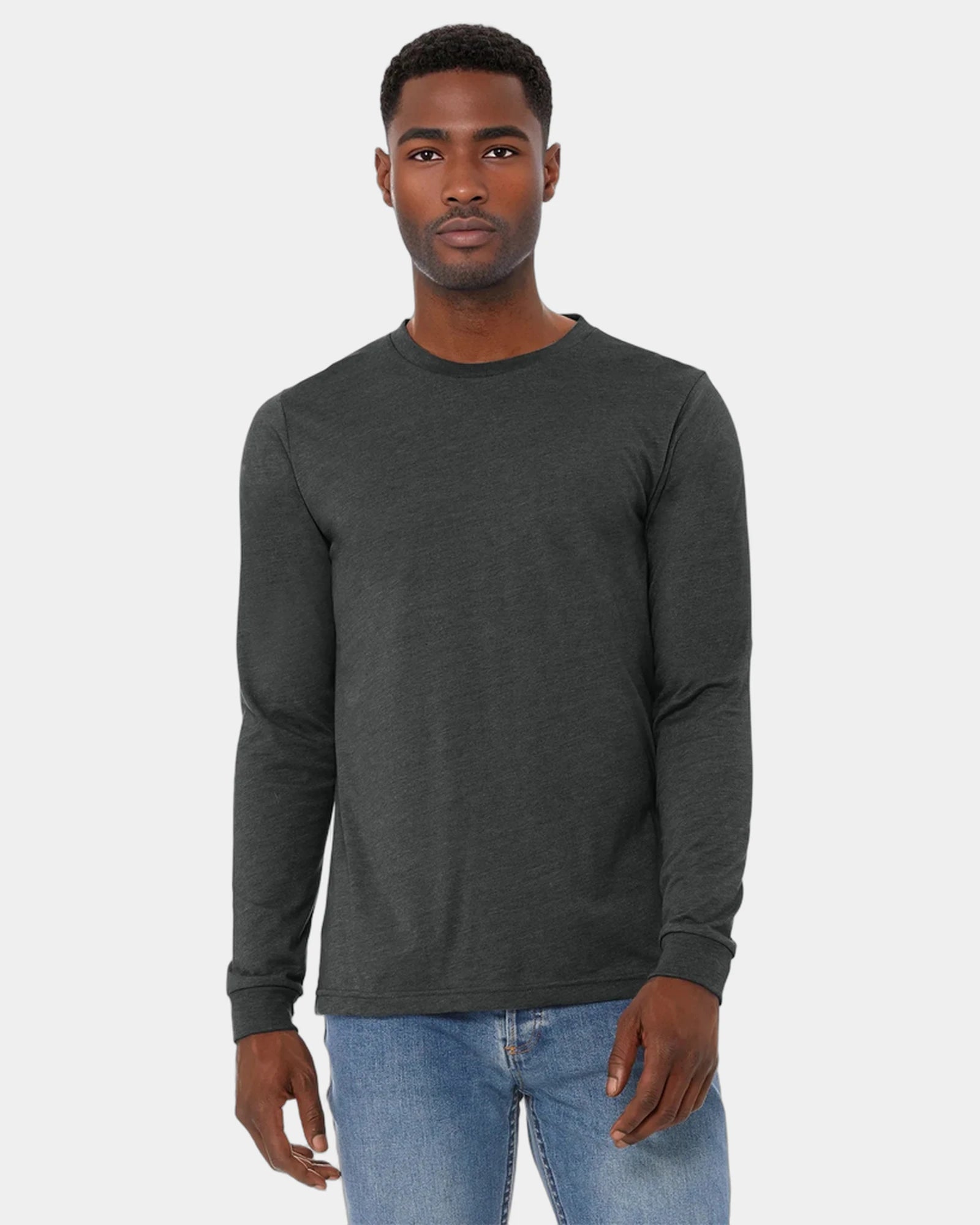 Custom heather CVC unisex long sleeve tee - Dark Grey Heather