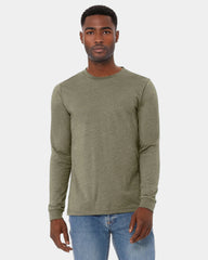 Custom heather CVC unisex long sleeve tee - Heather Olive