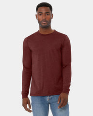 Custom heather CVC unisex long sleeve tee - Heather Cardinal