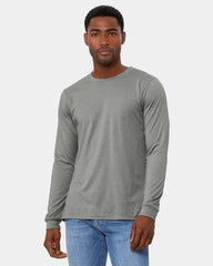 Custom heather CVC unisex long sleeve tee - Heather Stone