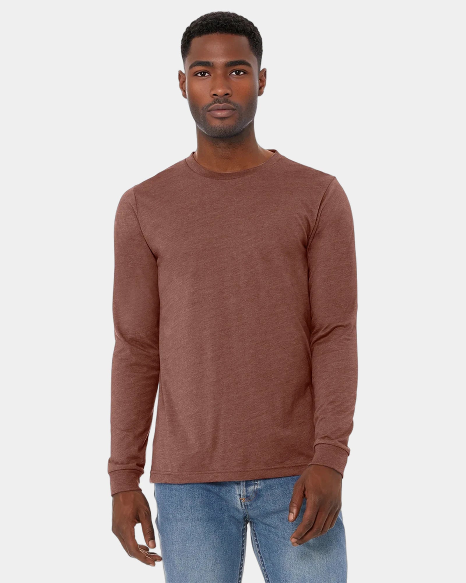 Custom heather CVC unisex long sleeve tee - Heather Clay