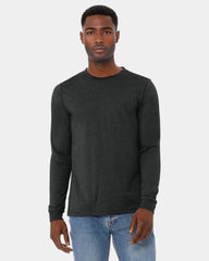 Custom heather CVC unisex long sleeve tee - Black Heather