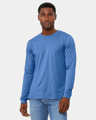 Custom heather CVC unisex long sleeve tee - Heather Columbia Blue