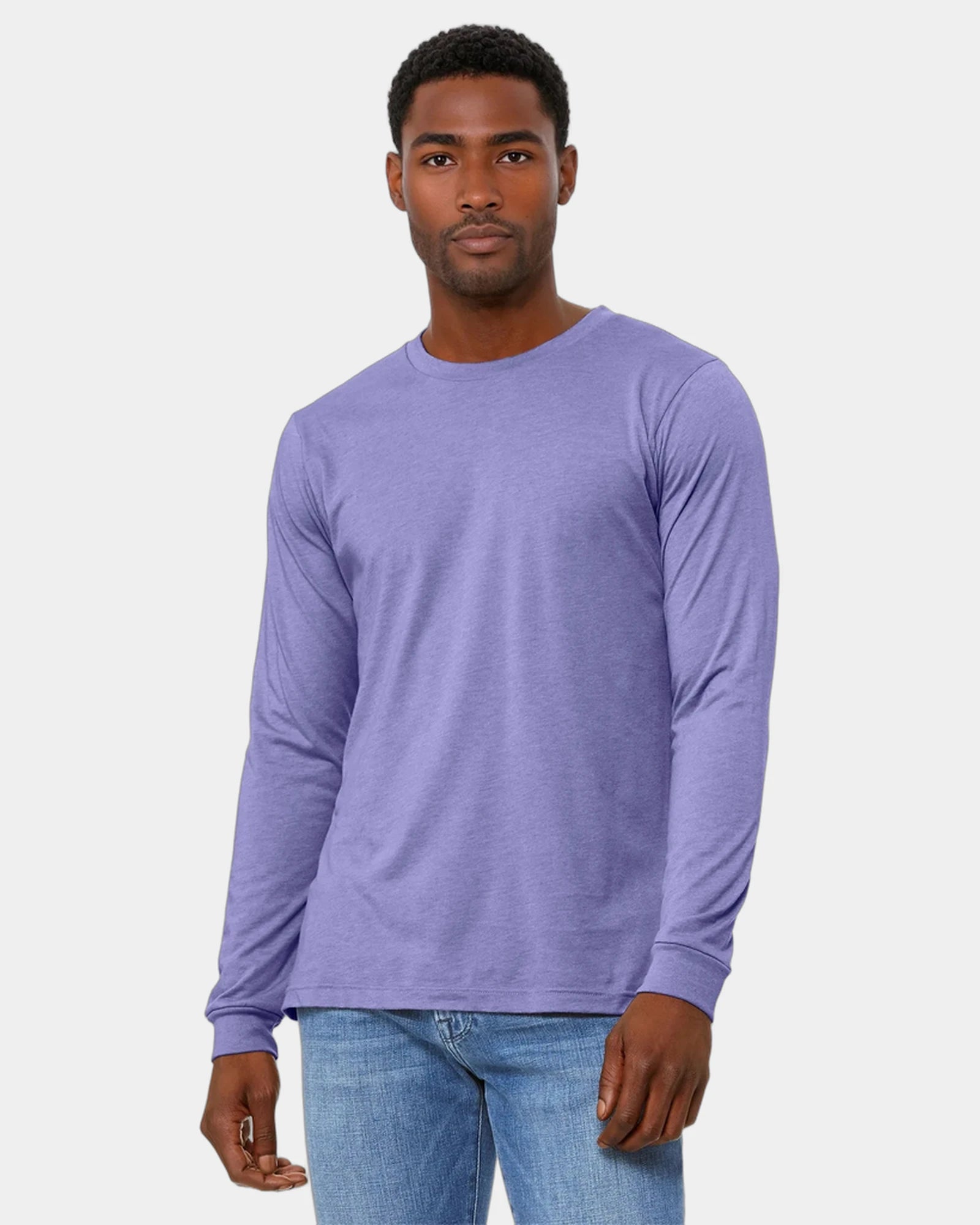 Custom heather CVC unisex long sleeve tee - Heather Dark Lavender