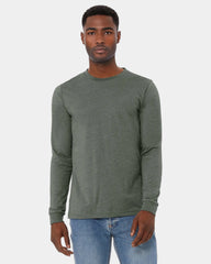 Custom heather CVC unisex long sleeve tee - Heather Military Green