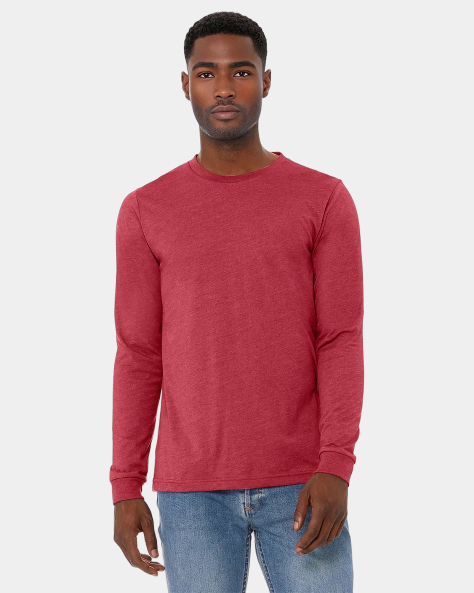 Custom heather CVC unisex long sleeve tee - Heather Red