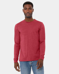 Custom heather CVC unisex long sleeve tee - Heather Red