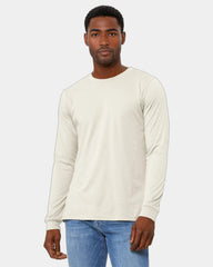 Custom heather CVC unisex long sleeve tee - Heather Natural