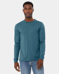 Custom heather CVC unisex long sleeve tee - Heather Deep Teal