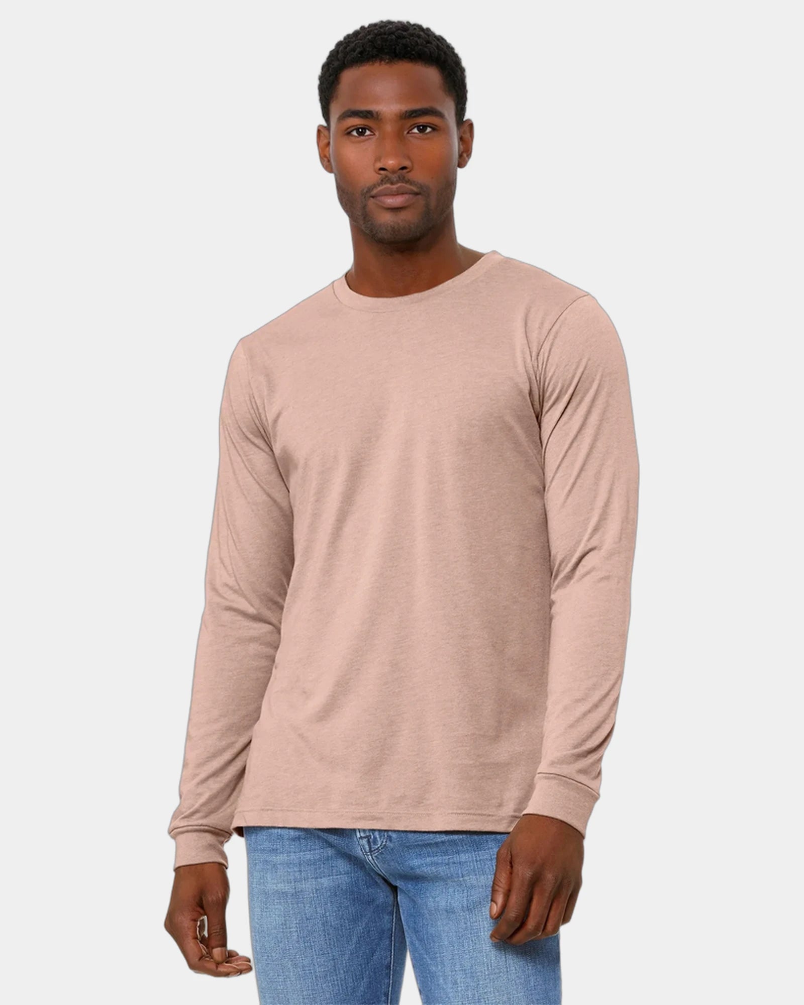 Custom heather CVC unisex long sleeve tee - Heather Peach