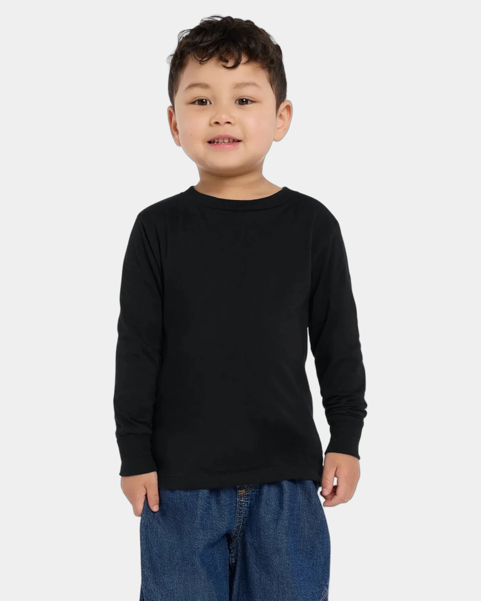 Custom toddler jersey long sleeve tee for teams - Black