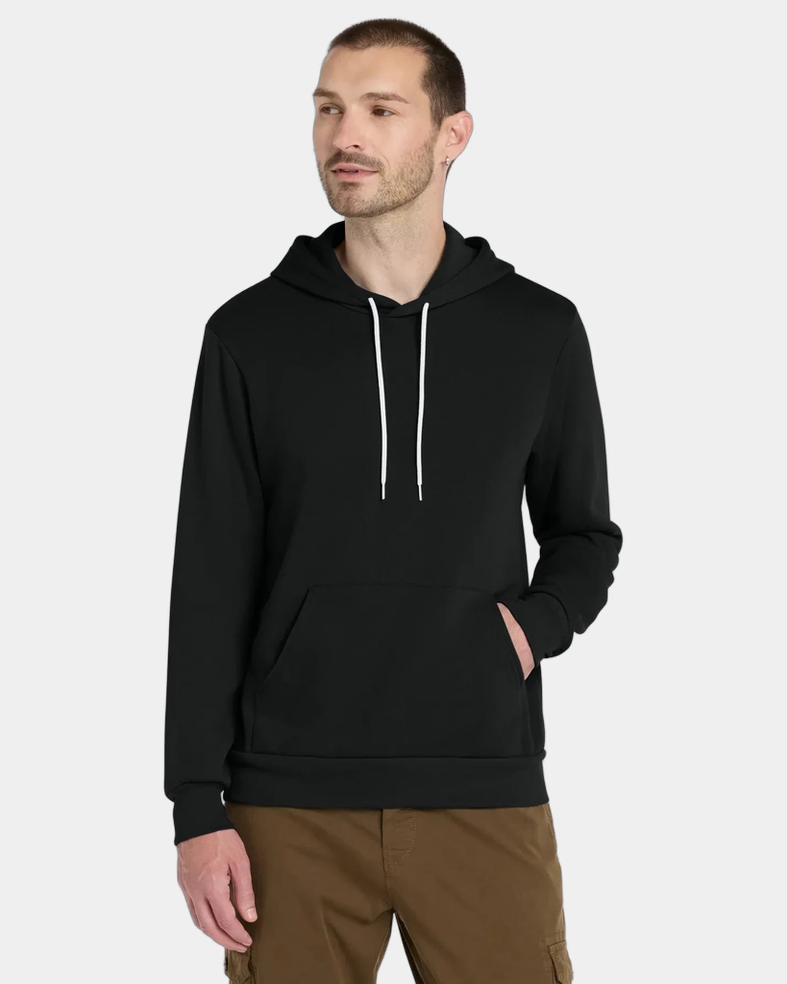 Custom fleece pullover hoodie kangaroo pocket unisex - Black
