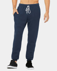 Custom cotton fleece jogger sweatpants for teams - Heather Navy