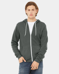 Custom sponge fleece full-zip hoodie for teams - Deep Heather