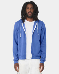 Custom sponge fleece full-zip hoodie for teams - Heather Columbia Blue