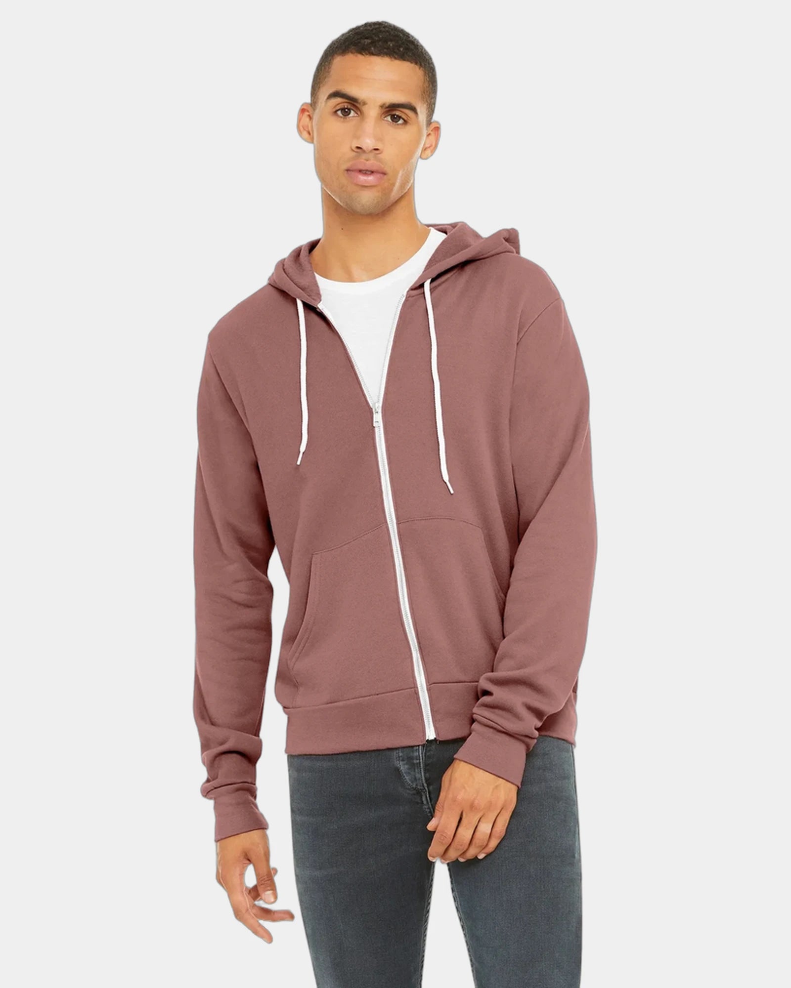 Custom sponge fleece full-zip hoodie for teams - Mauve
