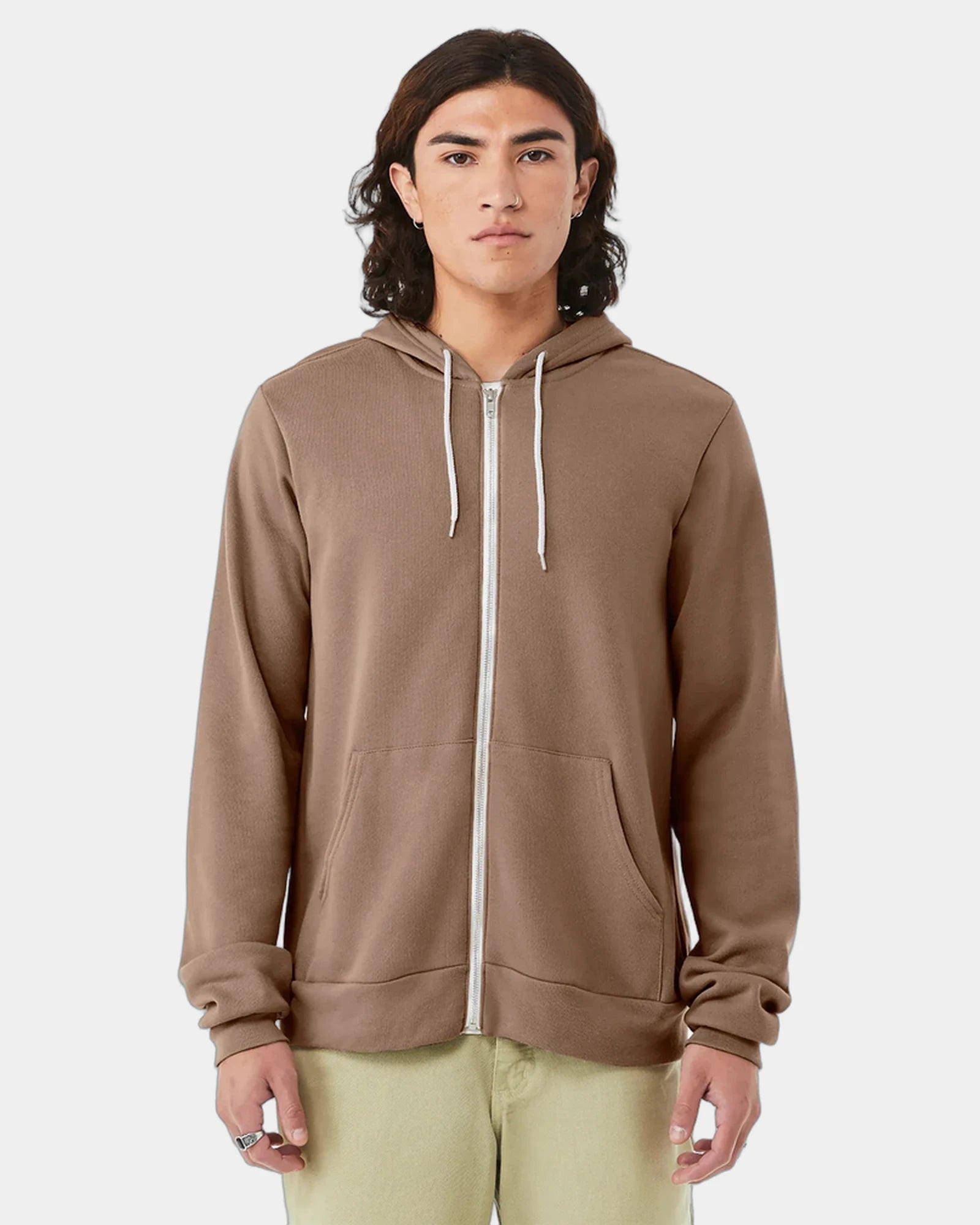 Custom sponge fleece full-zip hoodie for teams - Vintage Brown