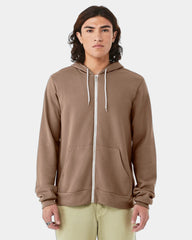 Custom sponge fleece full-zip hoodie for teams - Vintage Brown