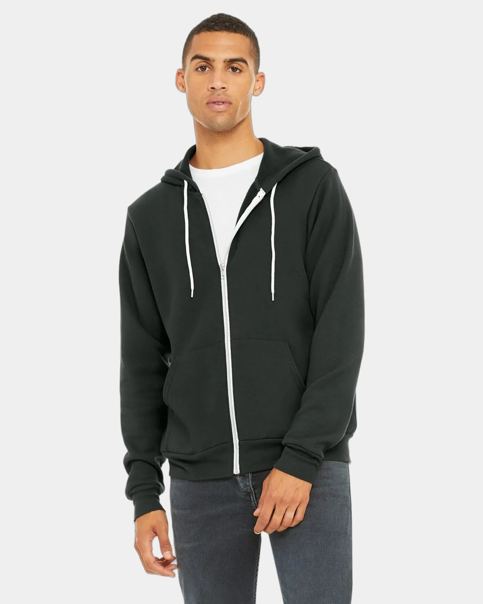 Custom sponge fleece full-zip hoodie for teams - Dark Grey
