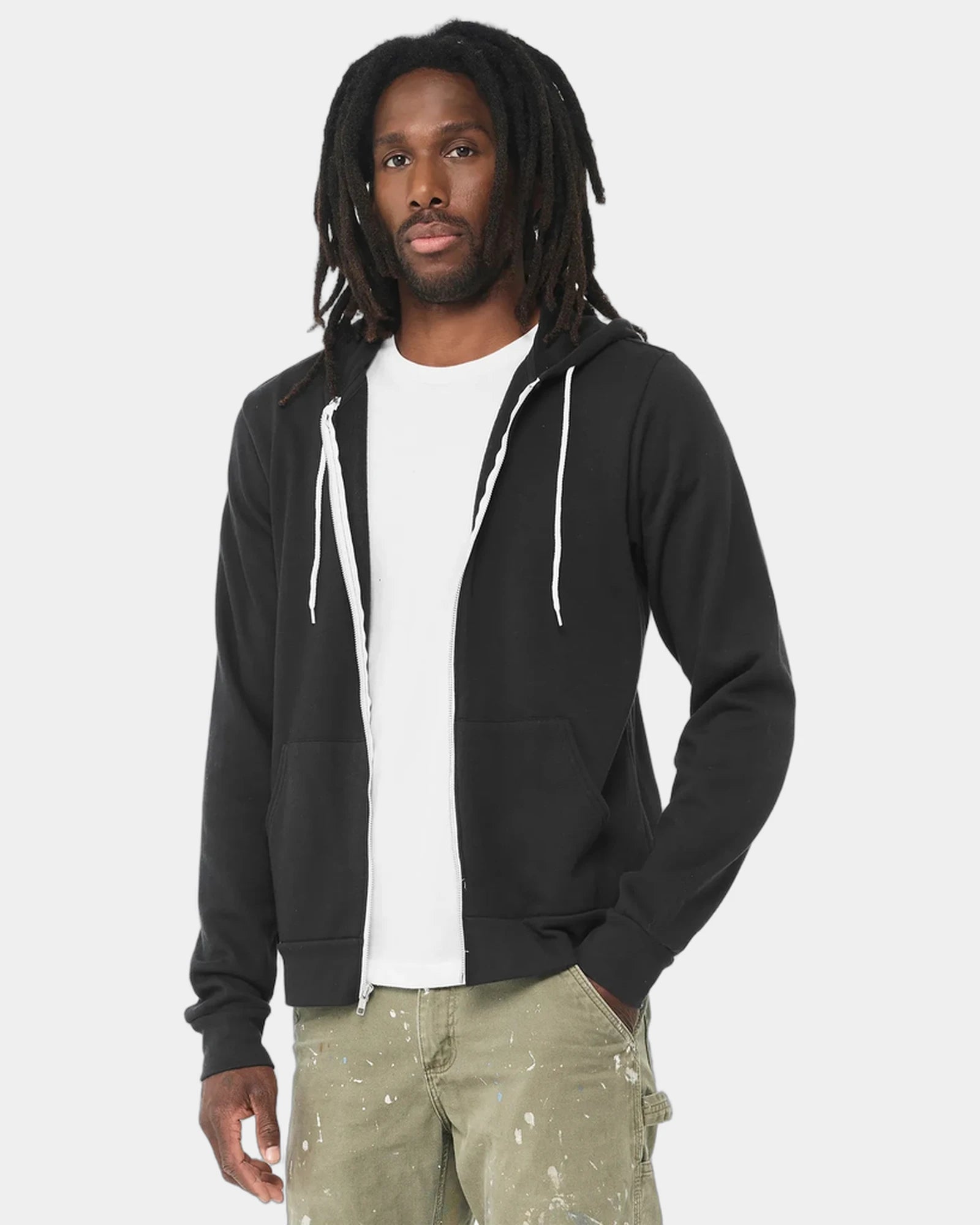 Custom sponge fleece full-zip hoodie for teams - Vintage Black