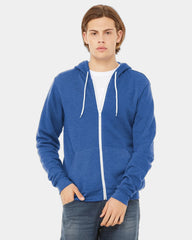 Custom sponge fleece full-zip hoodie for teams - Heather True Royal