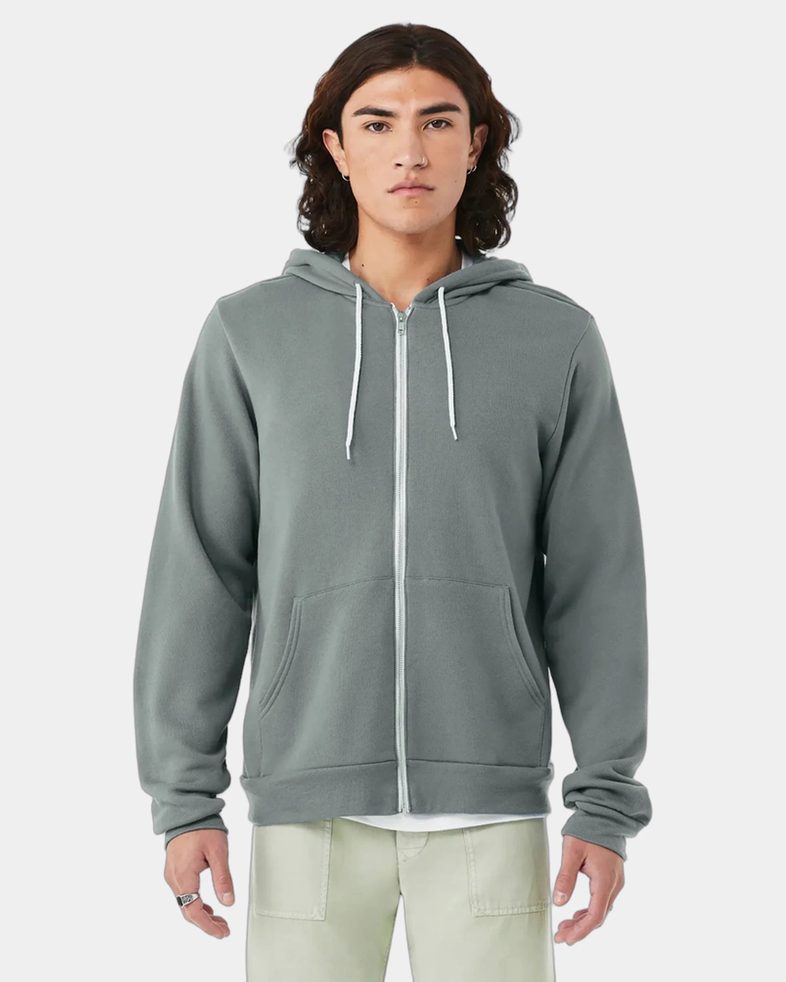 Custom sponge fleece full-zip hoodie for teams - Blue Storm