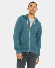 Custom sponge fleece full-zip hoodie for teams - Heather Deep Teal