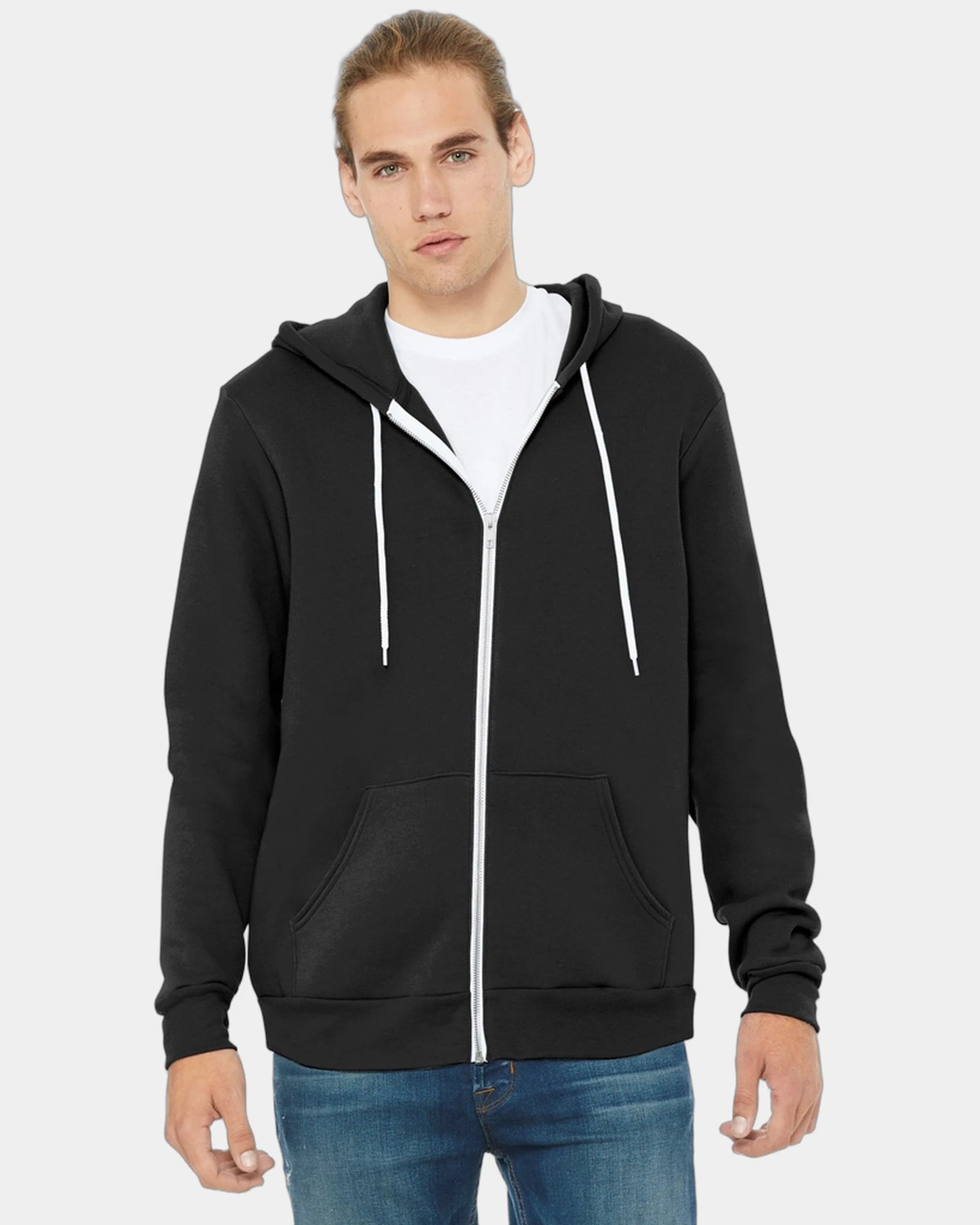 Custom sponge fleece full-zip hoodie for teams - Black