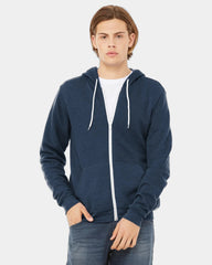 Custom sponge fleece full-zip hoodie for teams - Heather Navy