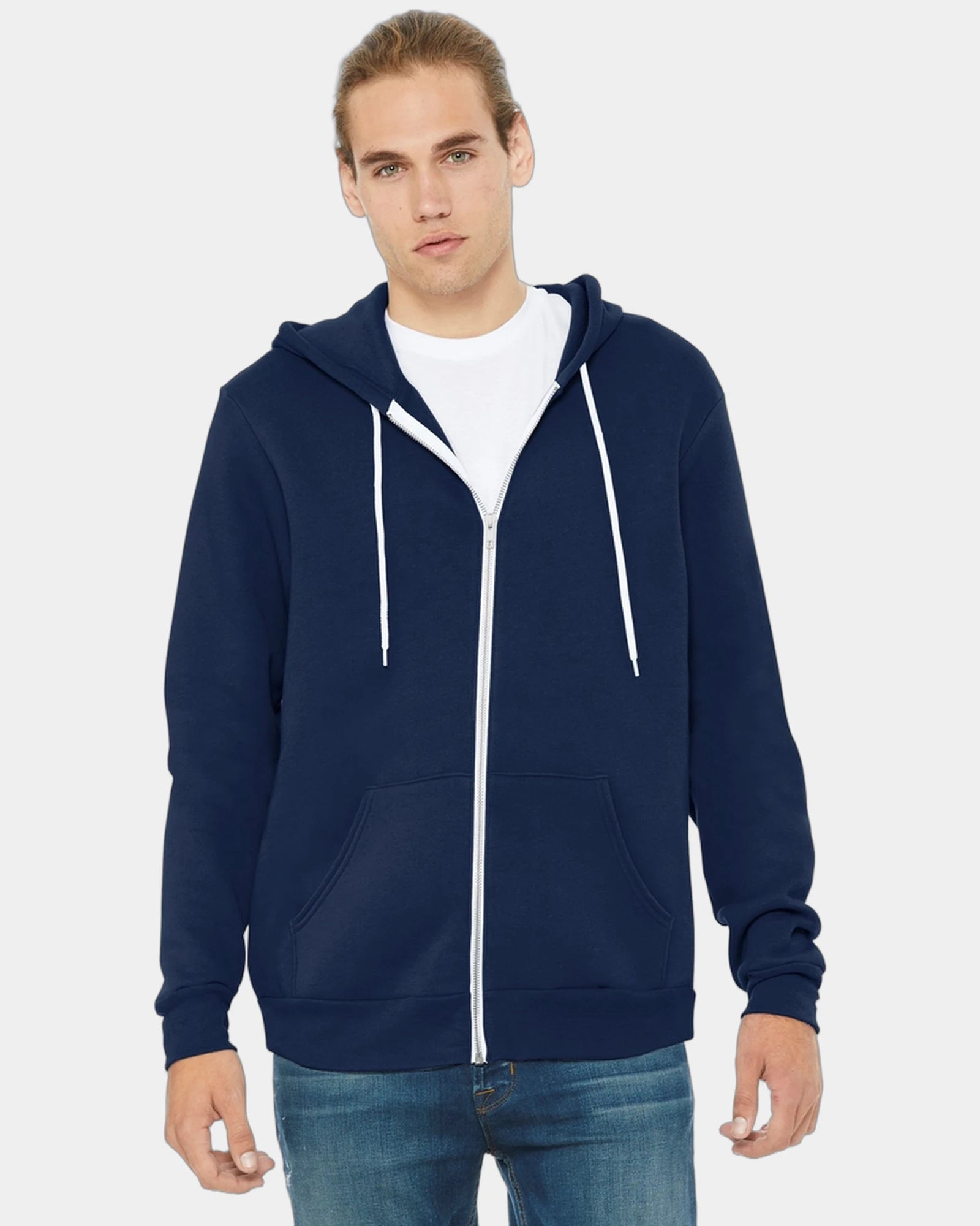 Custom sponge fleece full-zip hoodie for teams - Navy