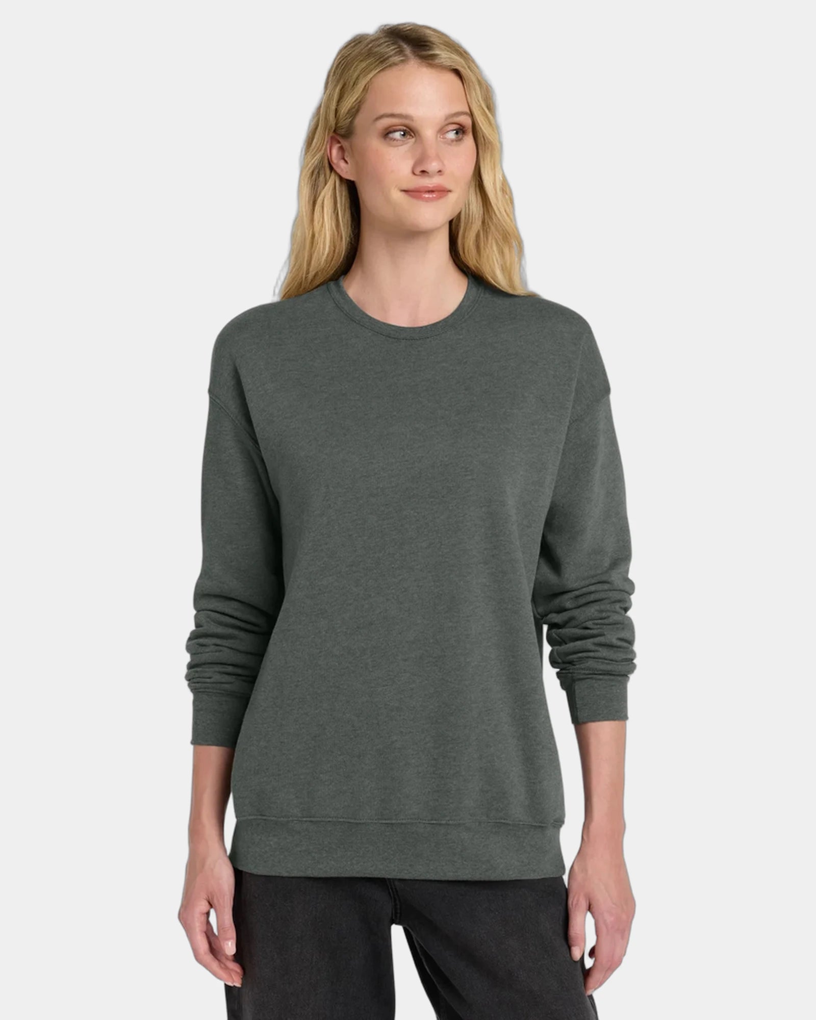 Custom sponge fleece drop shoulder sweatshirt unisex - Deep Heather